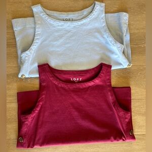 LOFT Women’s Tank bundle- Burgundy and Light blue size M
